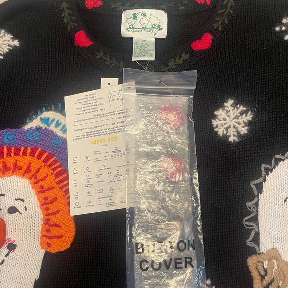 Vintage Quacker Factory 2X Snowman Cat Hearts Christmas Ugly Sweater Novelty Fun - Picture 6 of 6
